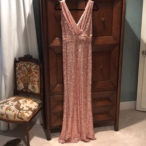 Badgley Mischka rose gold sequin gown